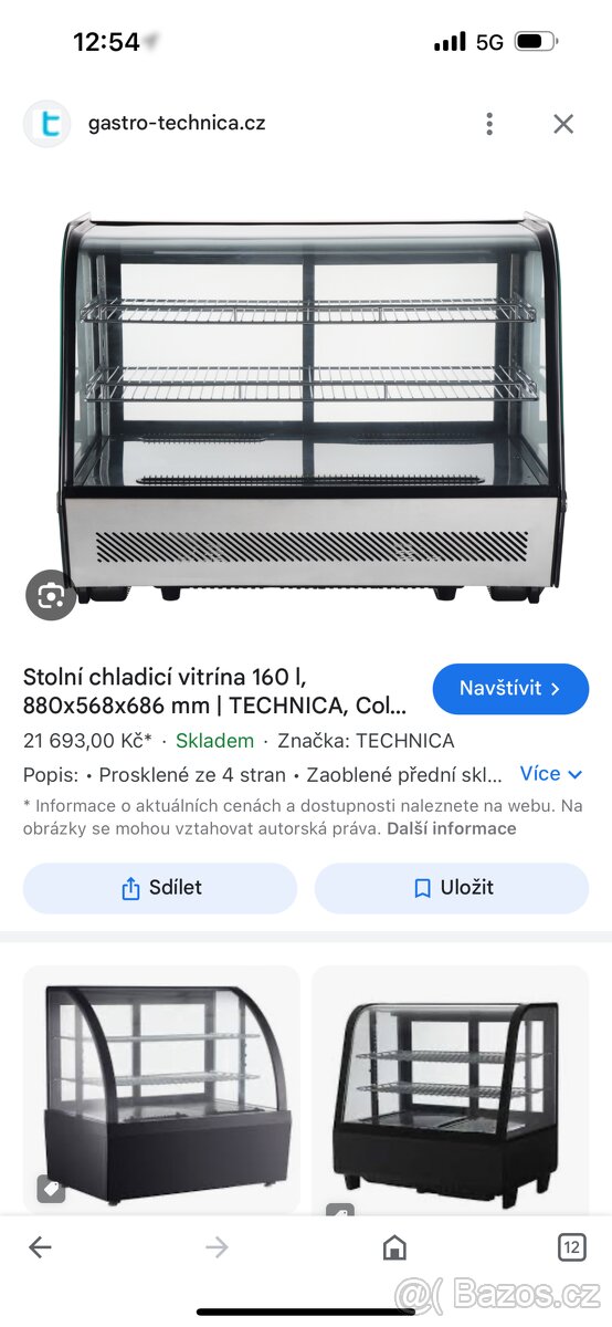 Stolní chladicí vitrína