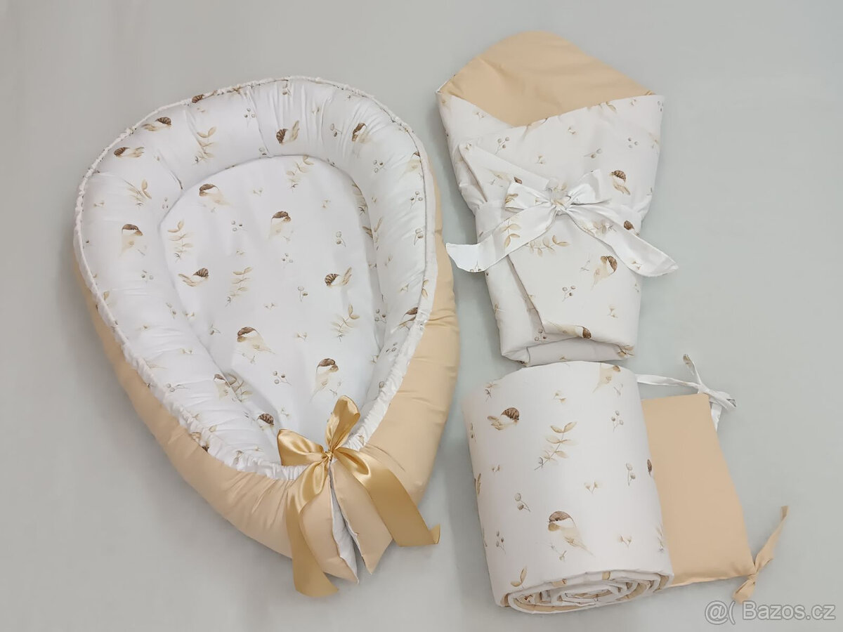 Nová souprava pro miminko ptáčci+béžová