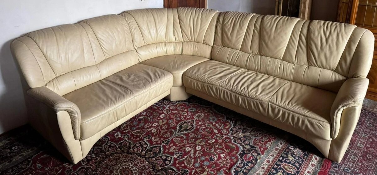 Rohová kožená sedací souprava, 3311