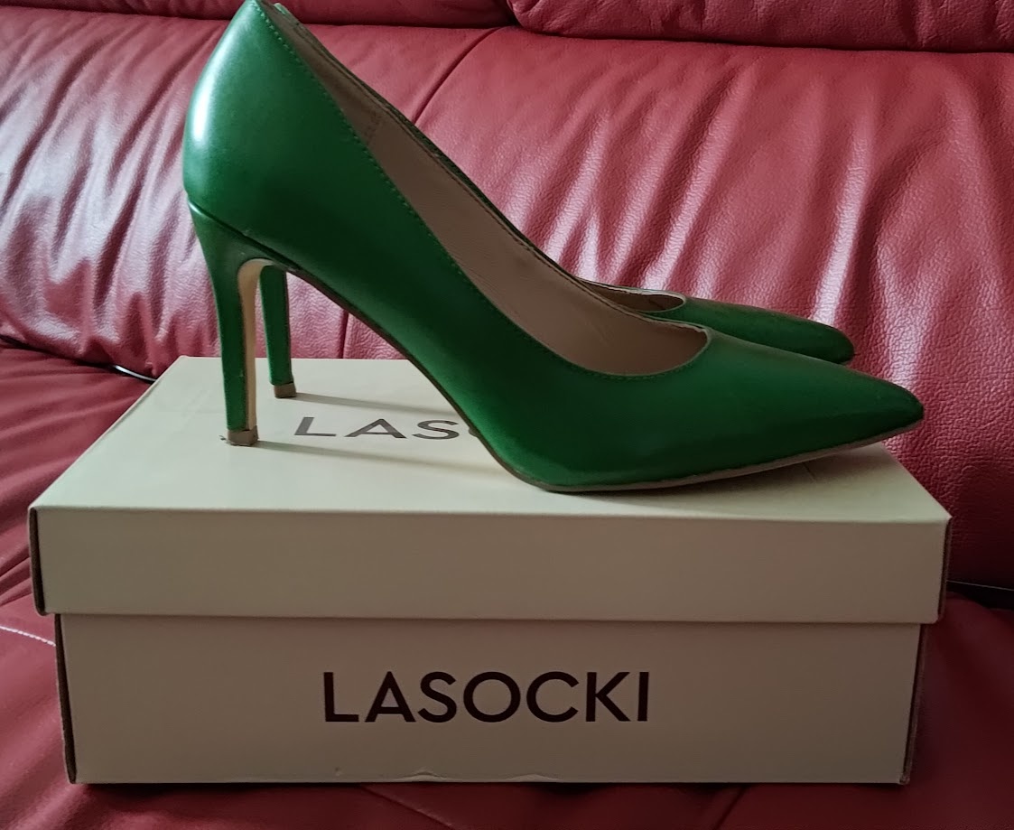 Kožené zelené lodičky Lasocki