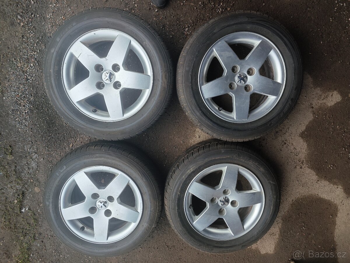 Prodám sadu ALU disků PEUGEOT + letní pneu 185/65/R15