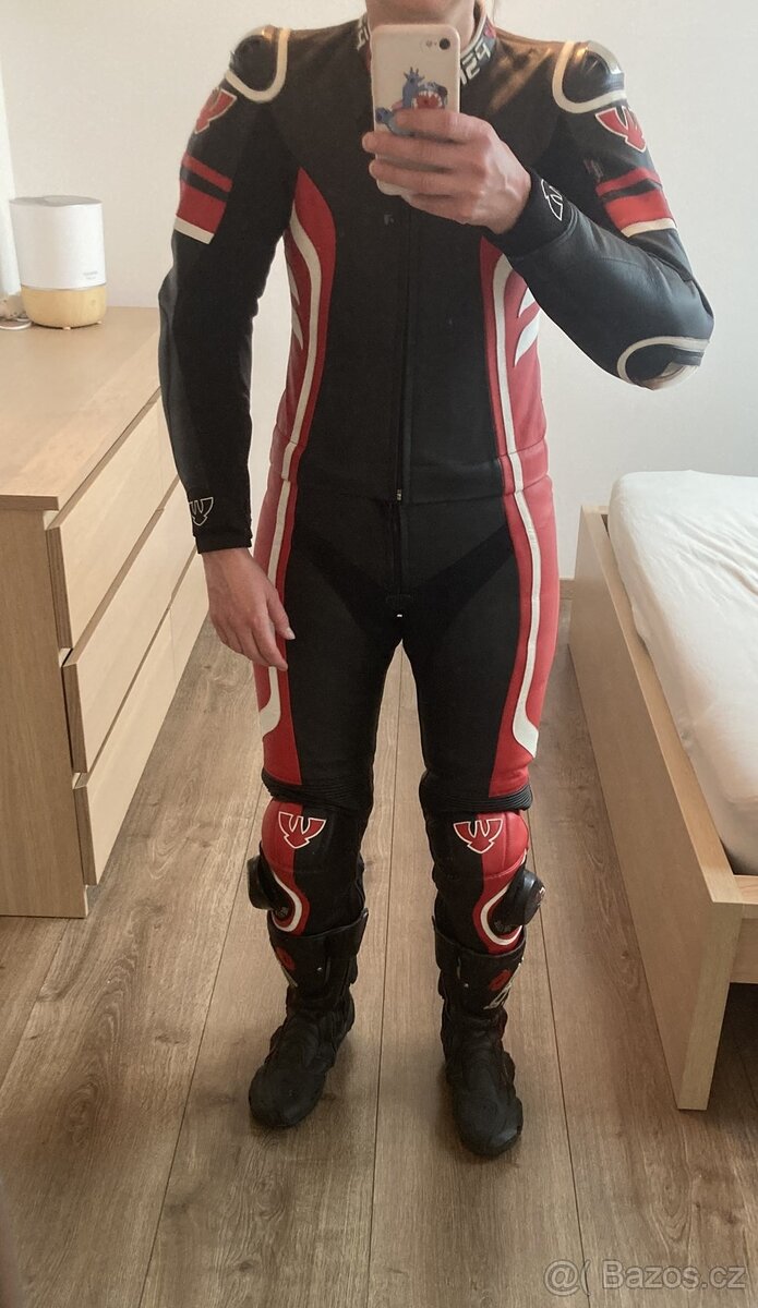 Dámská dvoudílná kožená motokombinéza PSI (bunda a kalhoty)