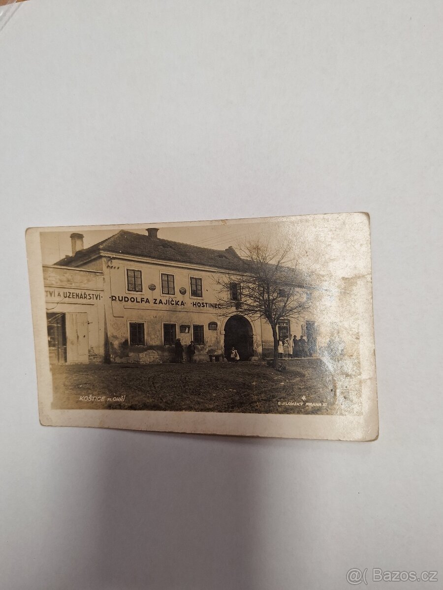 Pohlednice hostinec Rudolfa zajíčka kostice nad ohri