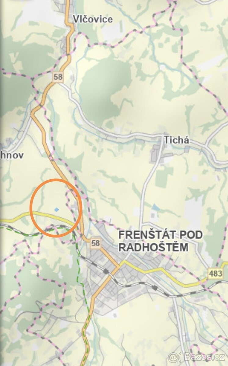 Pozemek 1800m2 Lichnov u Frenštátu