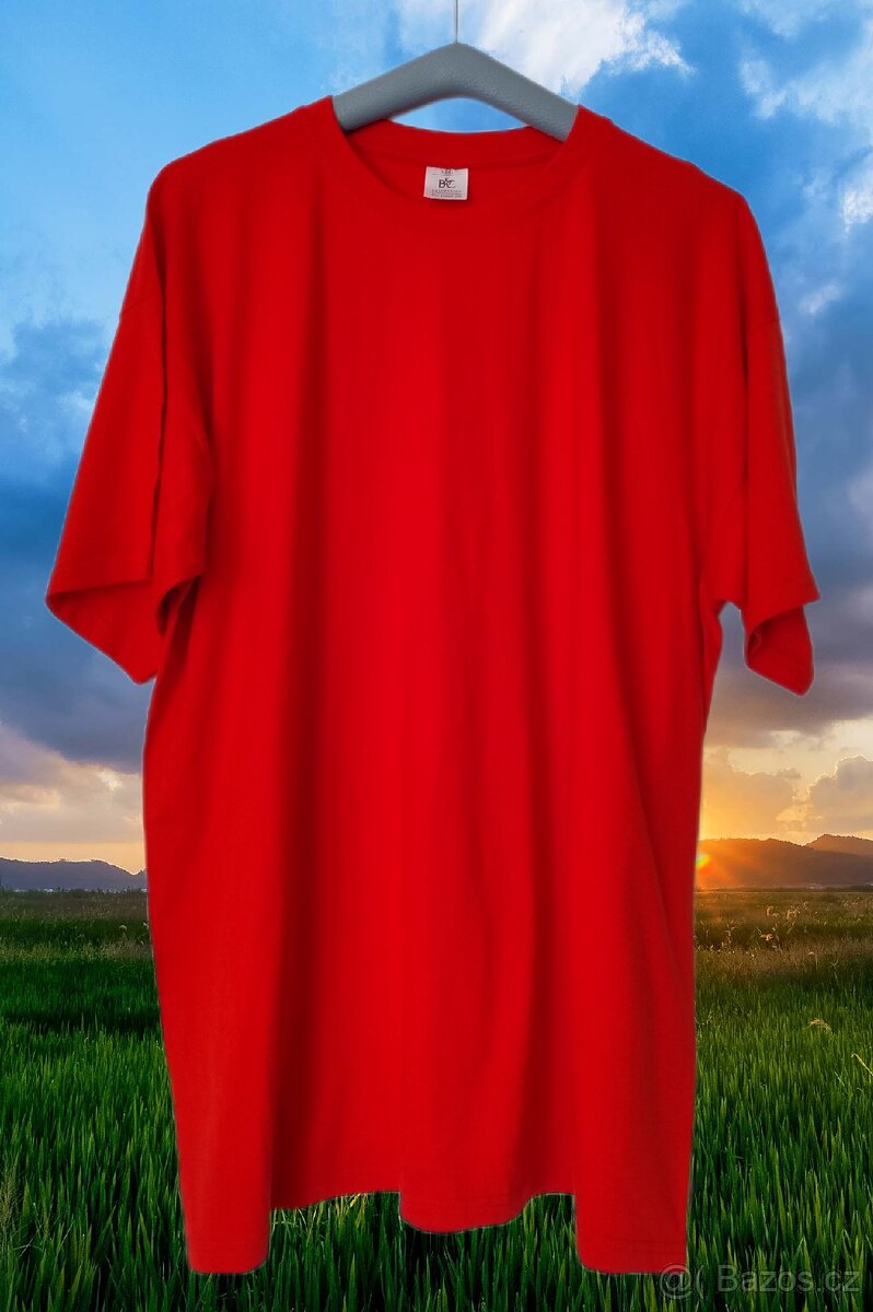 3 kusy nových červených bavlněných triček velikosti XXXL