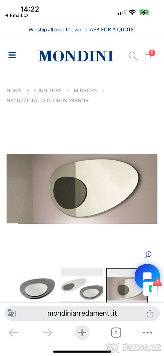Designové zrcadlo Natuzzi Italia model Clouds, nové