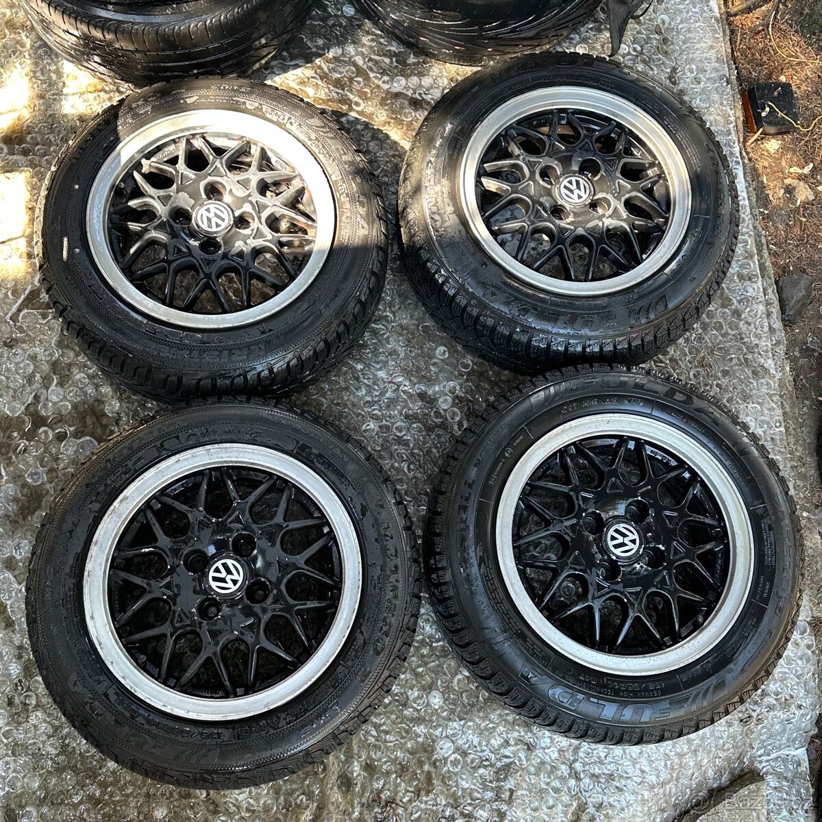 Alu kola BBS 4x100 včetně pneu R14 CENA ZA VŠE