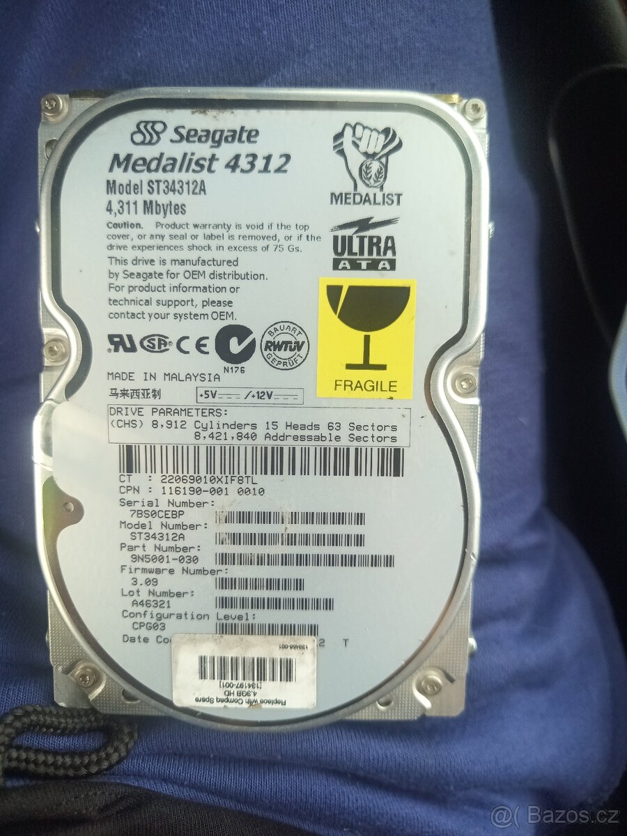 Retro pevný disk Seagate Medalist 4312 (ST34312A), 4,3 GB, I