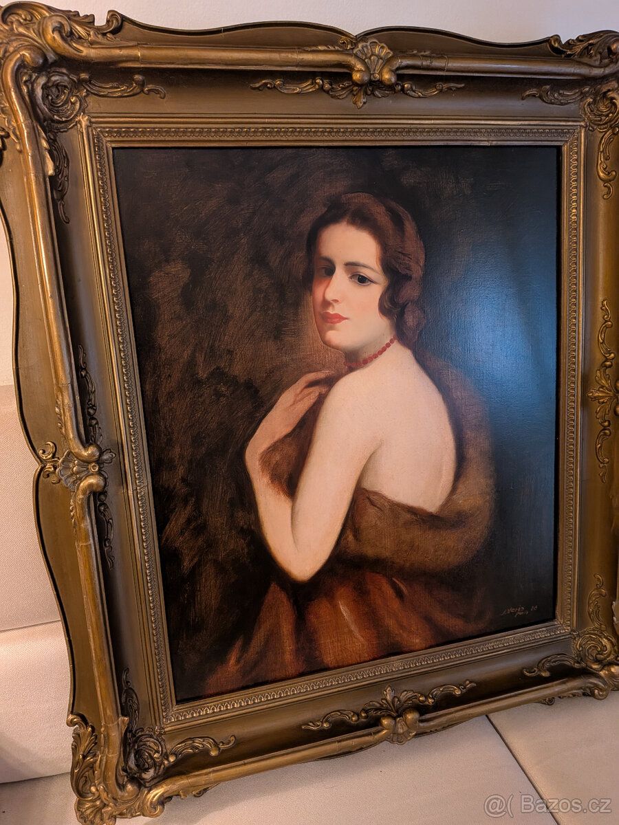 Starožitný Obraz - Maiden, VERIS - Paris 1926
