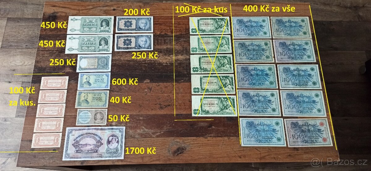 Bankovky a státovky ČSR, Slovenský Štát, Německo.