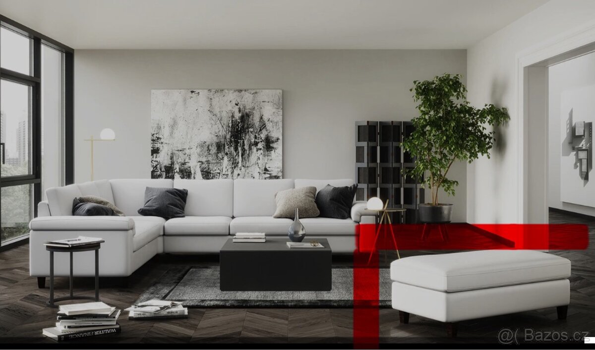 Bílý kožený taburet Phase Atlanta 65 x 65 cm