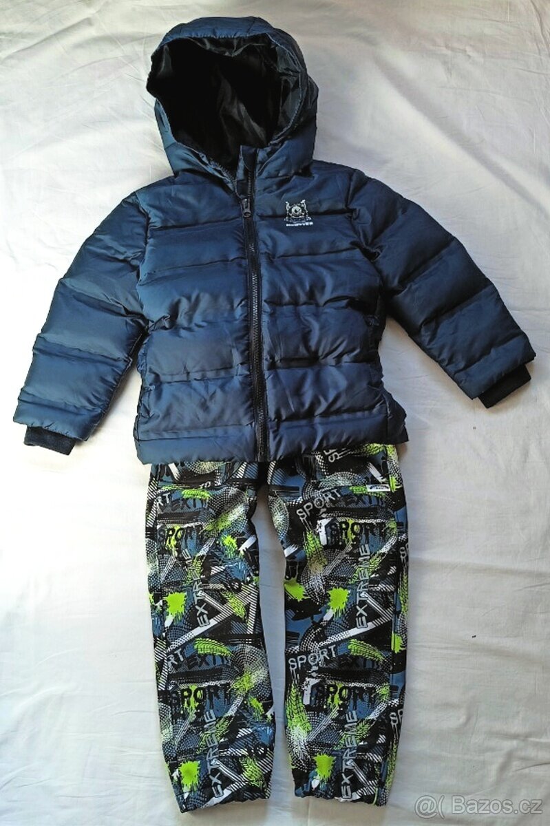 ZIMNÍ KOMPLET-SOFTSHELLOVÉ KALHOTY+BUNDA, 3-4 roky, 104 cm