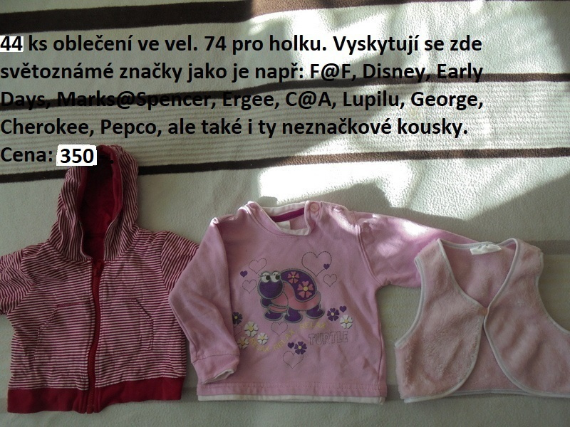 VELKÝ SET 44 KS DÍVČÍHO OBLEČENÍ VE VEL. 74 ZA SUPER CENU