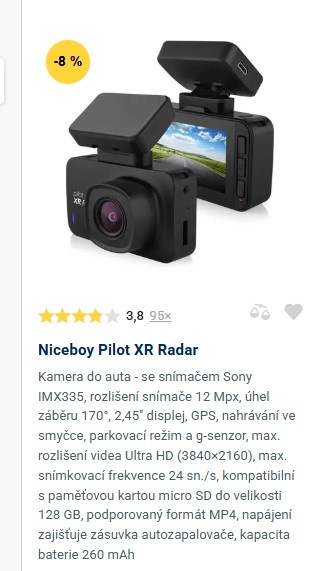 Prodám novou palubní kameru PILOT XR
