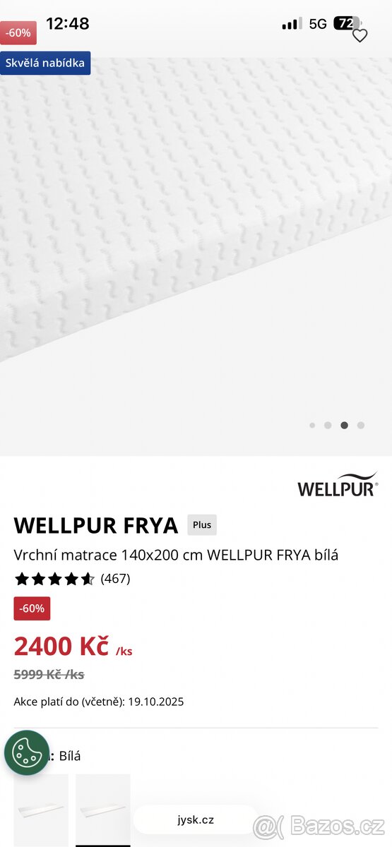 Vrchní matrace Jysk