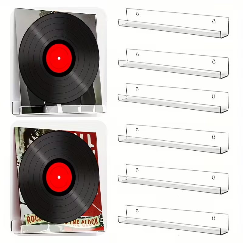 6ks Průhledné akrylátové nástěnné držáky na vinylové desky