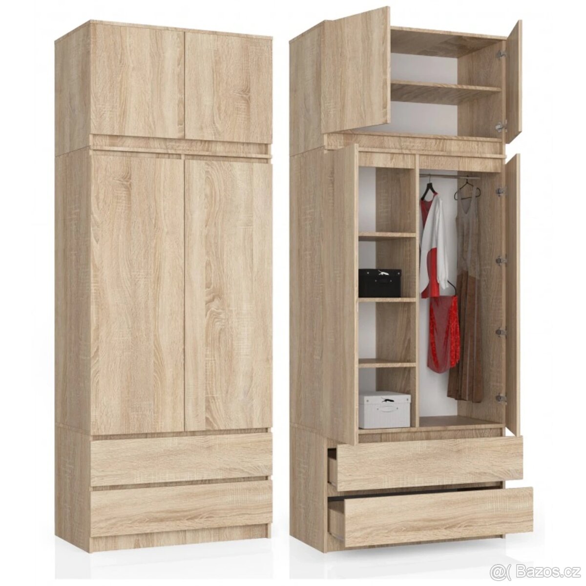 Velká šatní skříň - 2roky stará + 2 police