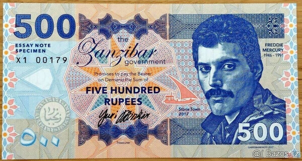 VZÁCNÁ BANKOVKA 500 RUPEES FREDDIE MERCURY 2017 UNC