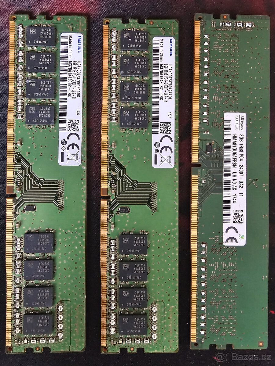 Prodáno Paměti RAM DDR4 36ks 4GB 2400T a 51ks 8GB 2400T