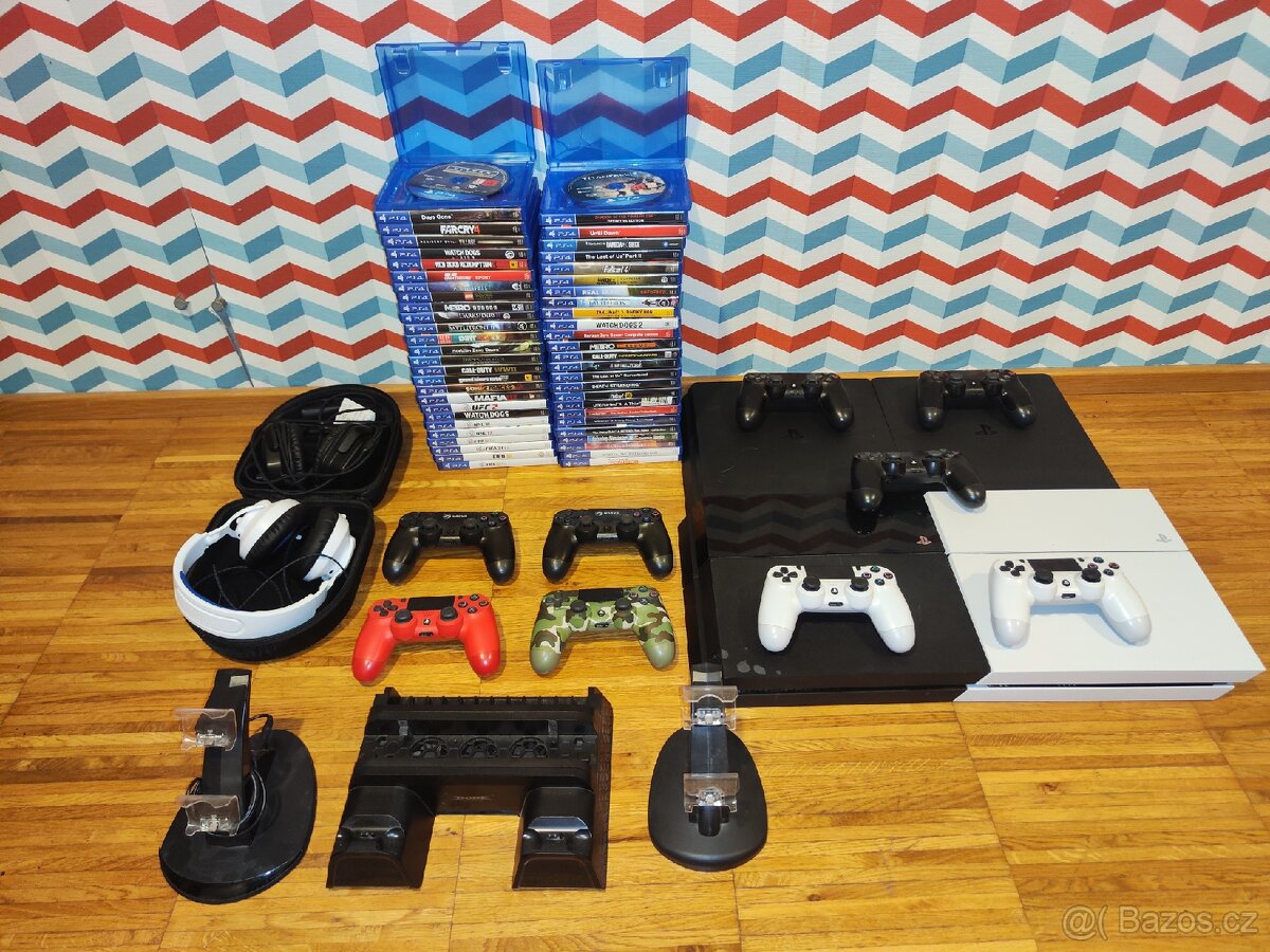 PS4 PlayStation 4 Slim/Fat 500GB, Ovladače a Hry