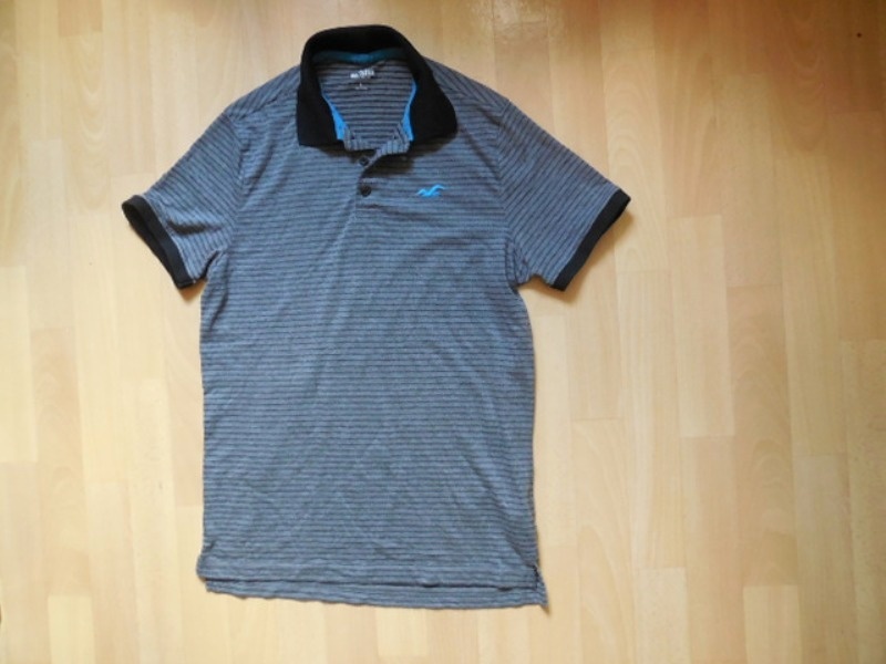 pánské Hollister šedočerné polotričko,ba proužek,kr.ruk, M/L