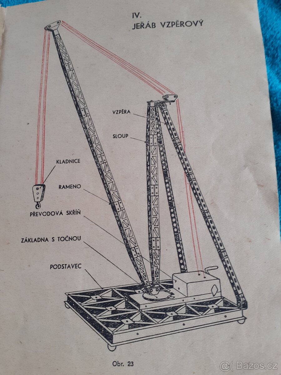 Retro stavebnice jeřábů Igla ites z roku 1961