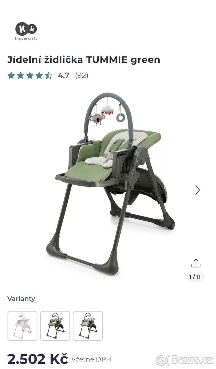 Jídelní židlička TUMMIE green Nová