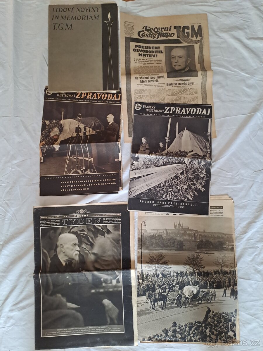 Noviny úmrtí TGM září 1937