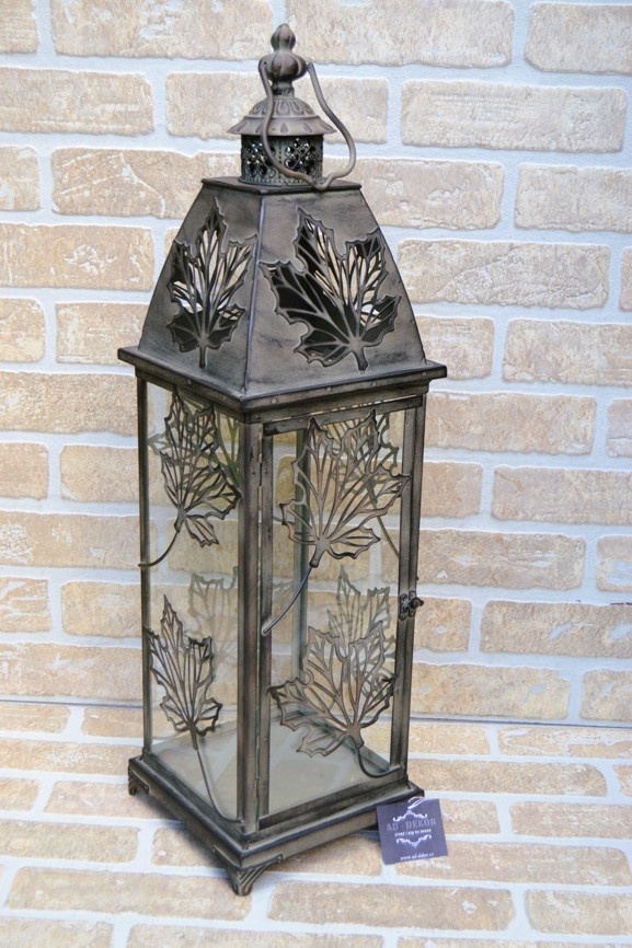 Rustikální kovová lucerna 66 cm - khaki patina