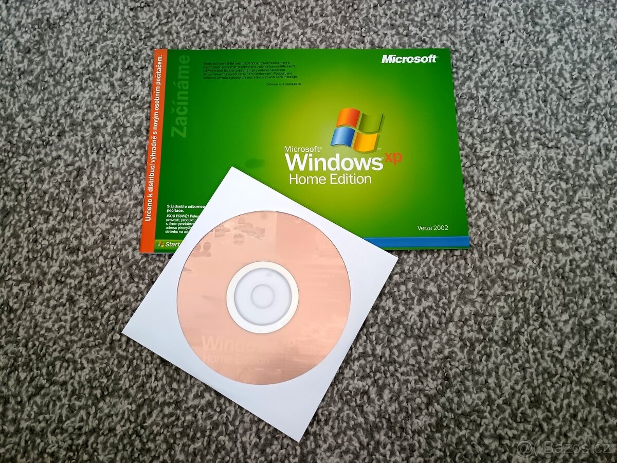 Windows XP originální instalační CD a příručka