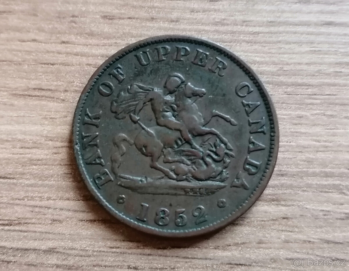 Kanada 1/2 Penny 1852 koloniální mince kolonie Upper Canada
