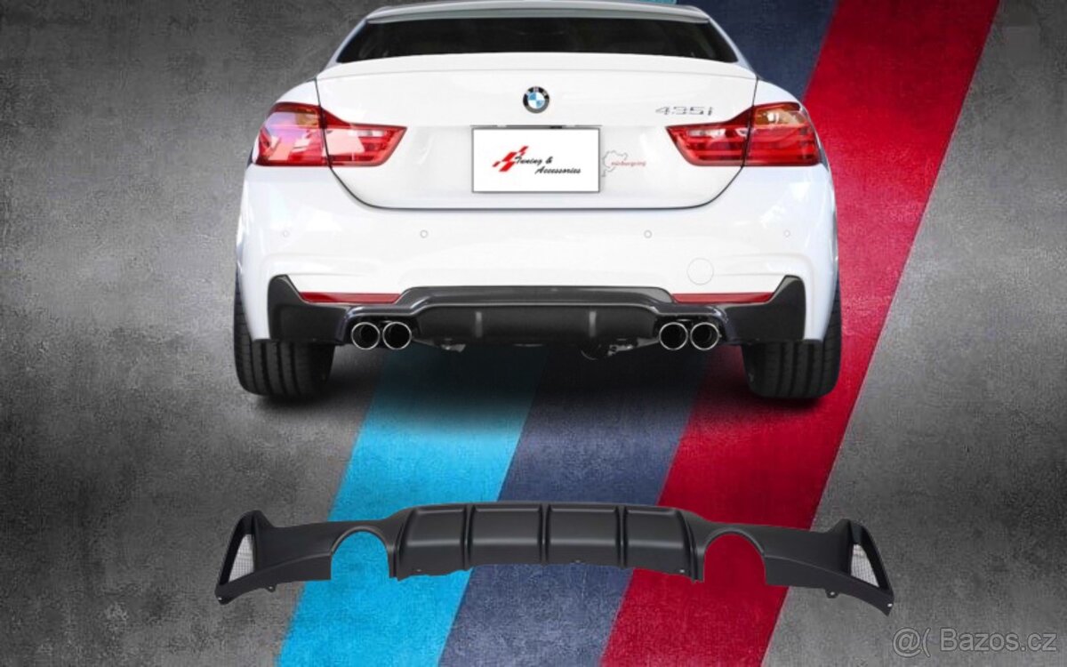 BMW F32 F33 F36 Difuzor zadního nárazníku - Černý Lesk