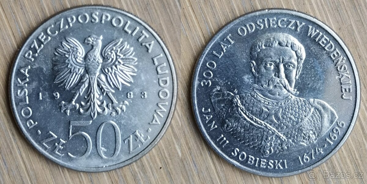 Mince Polsko 50 zlotých 1983 - jubilejní, Jan III. Sobieski