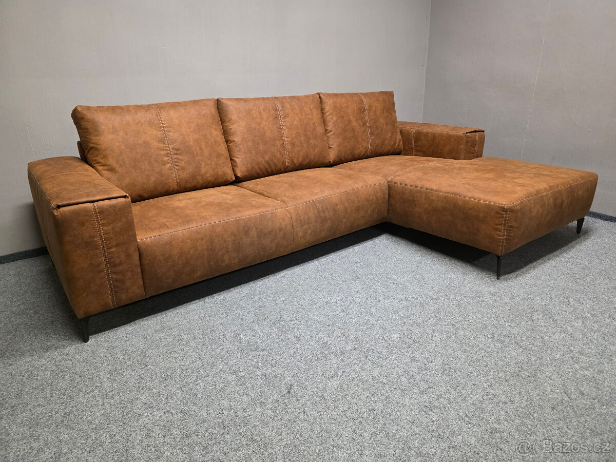 Nová hnědá rohová sedačka GABRIELA