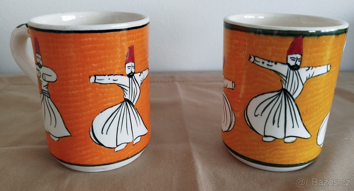 Malované keramické hrnky s motivem Dervishu- 2 kusy
