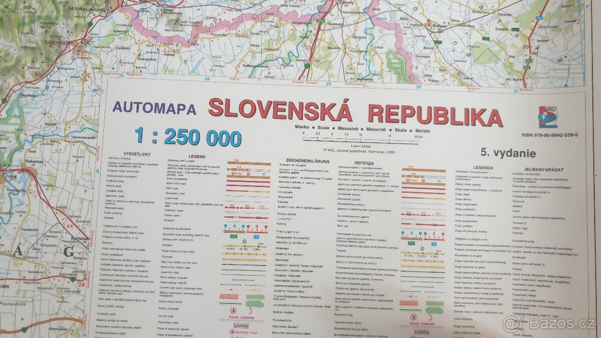 Velká nástěnná automapa Slovenské republiky (1 : 250 000) NO