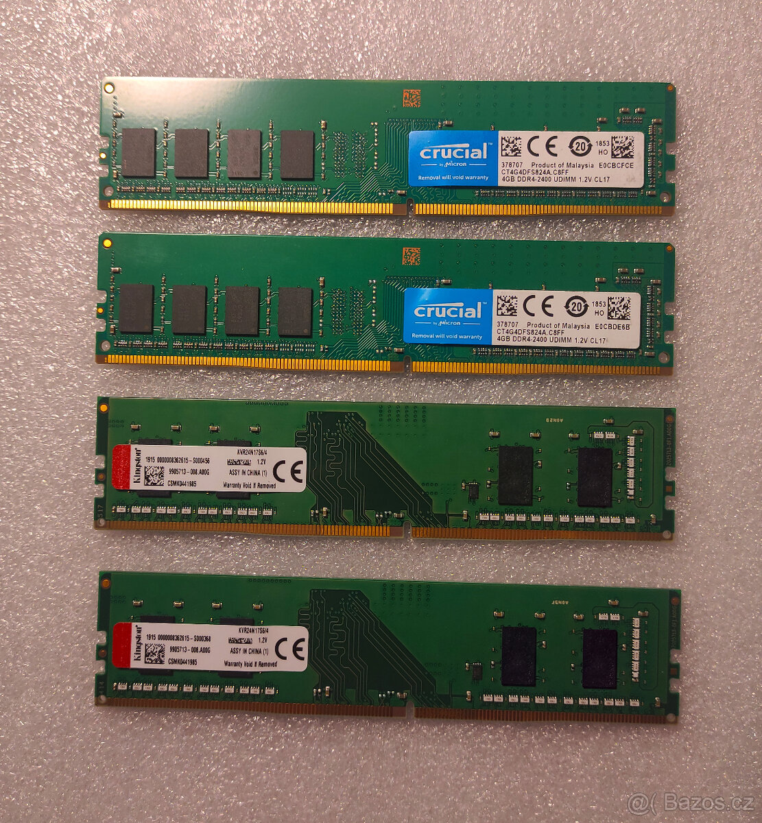 Paměti ddr4 4gb 2400MHz pro PC, Crucial, Kingston