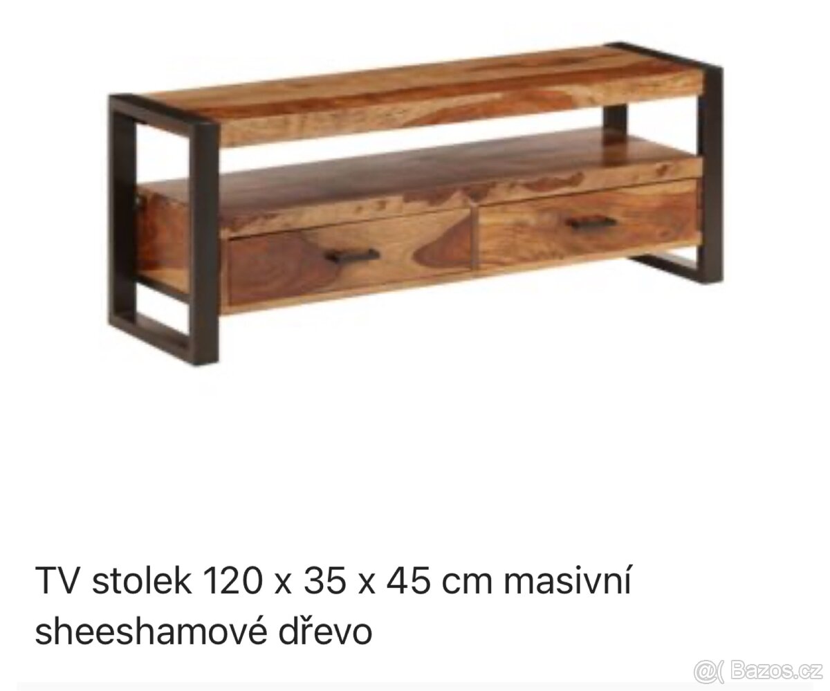 TV stolek masiv kov 120 cm