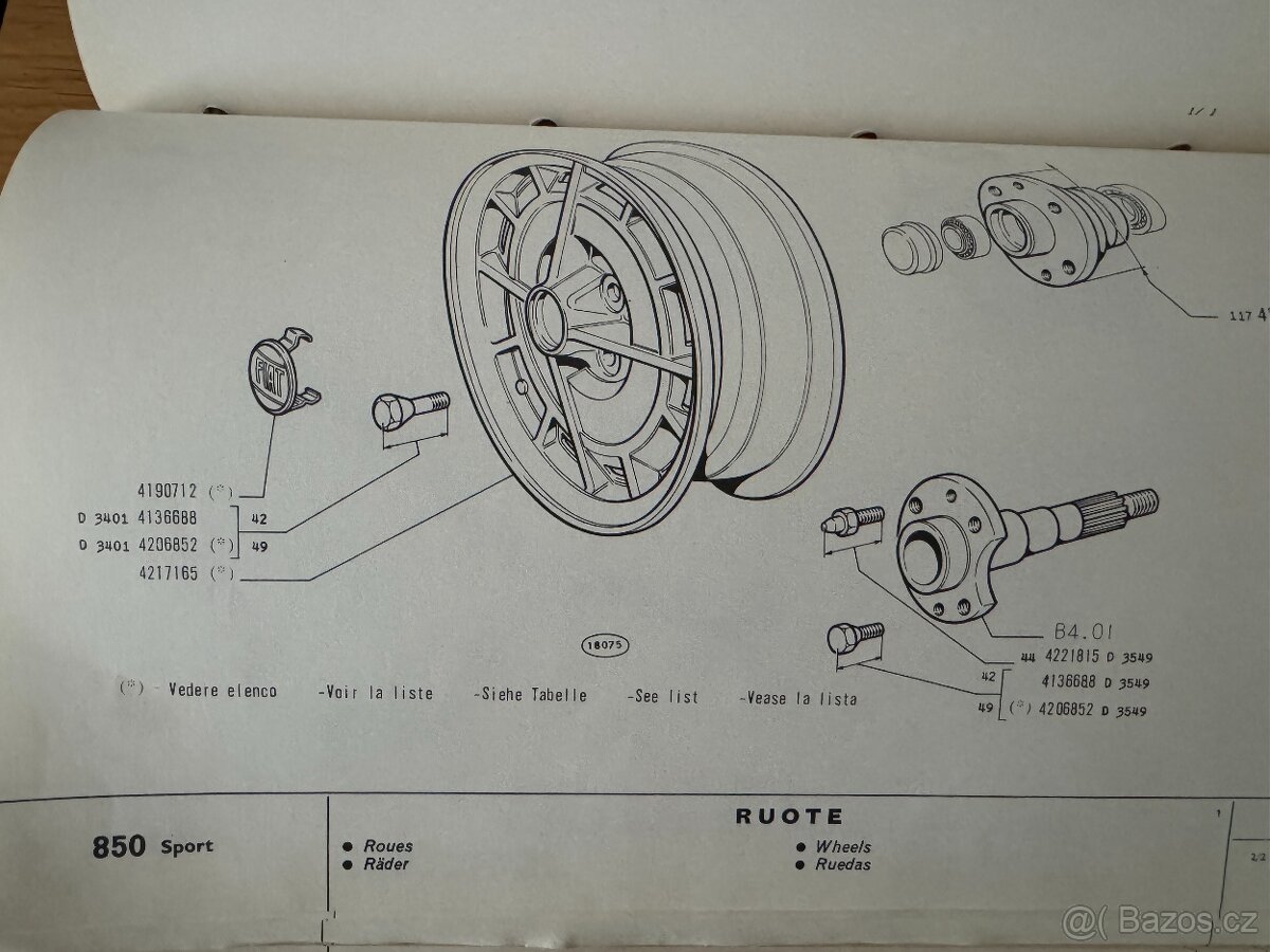 Fiat 850 SPORT COUPE / SPIDER kola elektrony CROMODORA