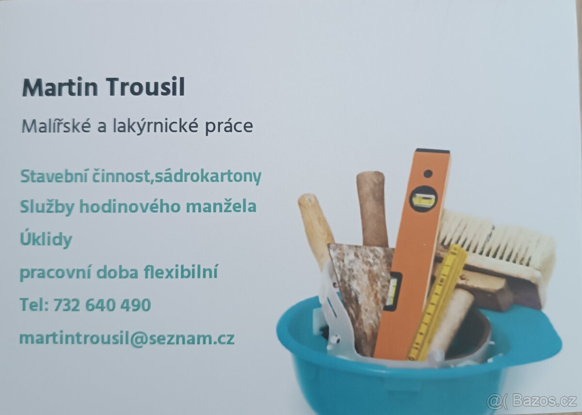 Malířské a natěračské práce, stavební, hodinový manžel