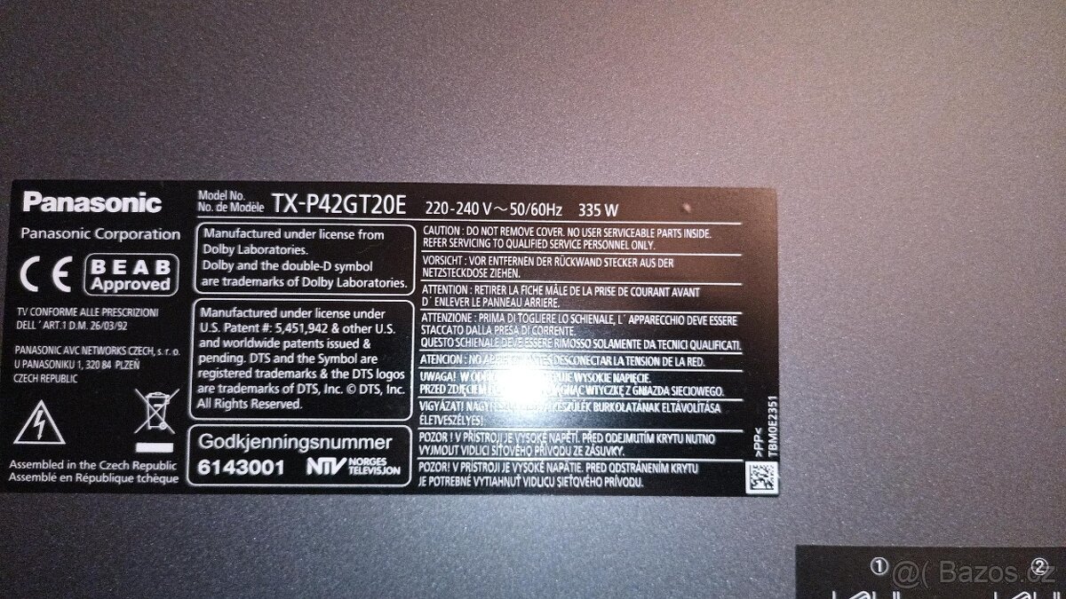 TV 42" Panasonic TX-P42GT20
