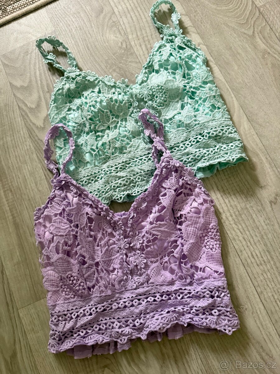 Nova damska krajkova tilka crop topy S