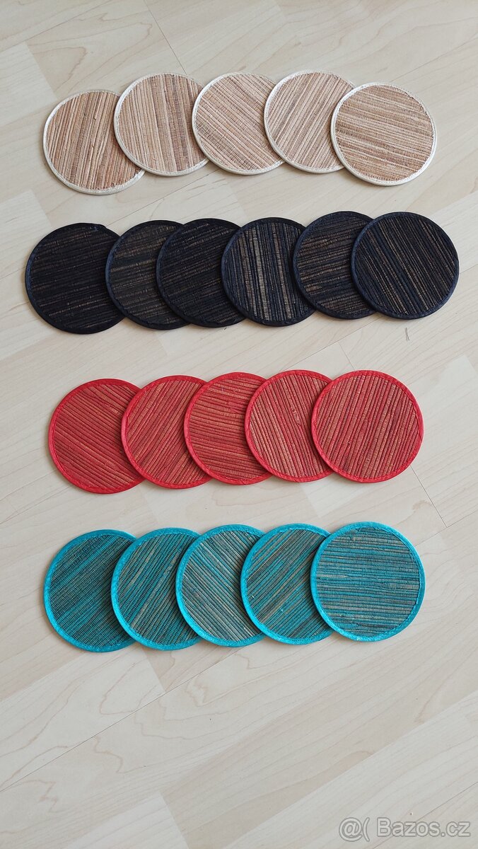 Podtácky látkové, různé barvy 21ks