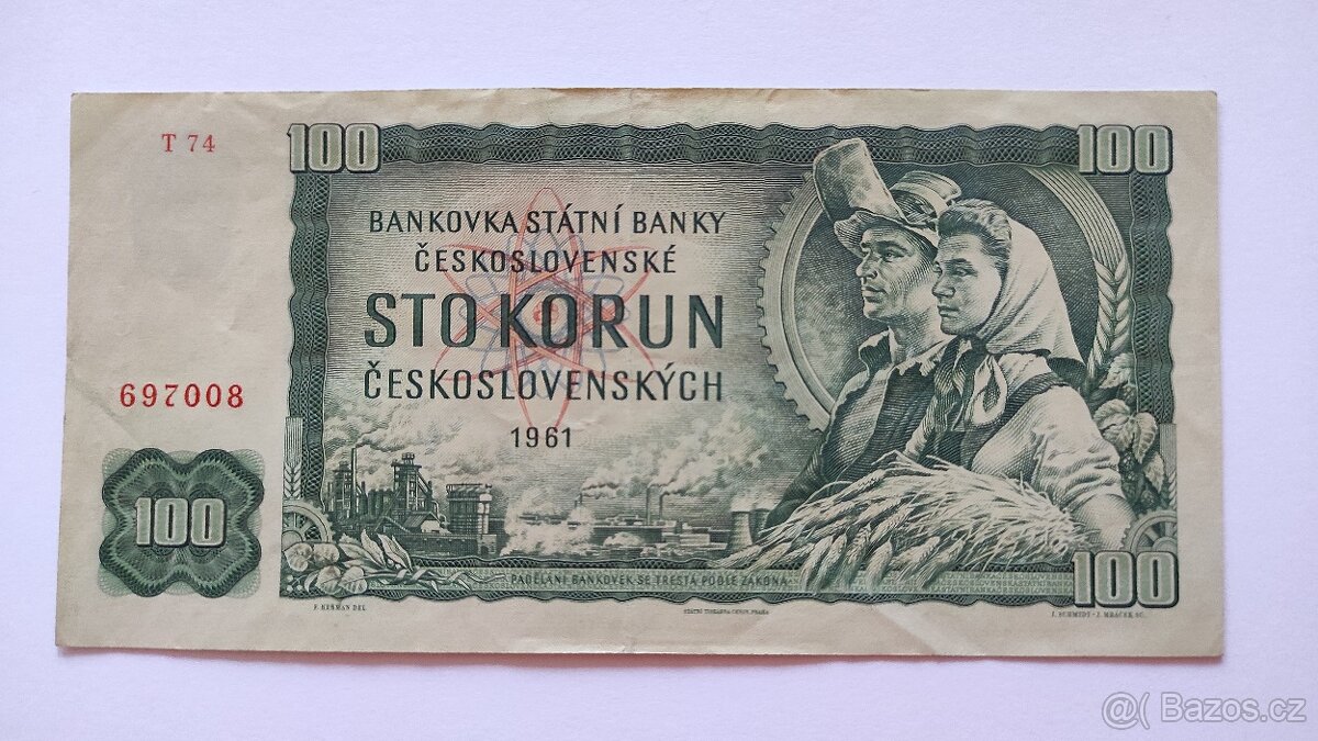 Bankovka 100 Kčs 1961 serie T