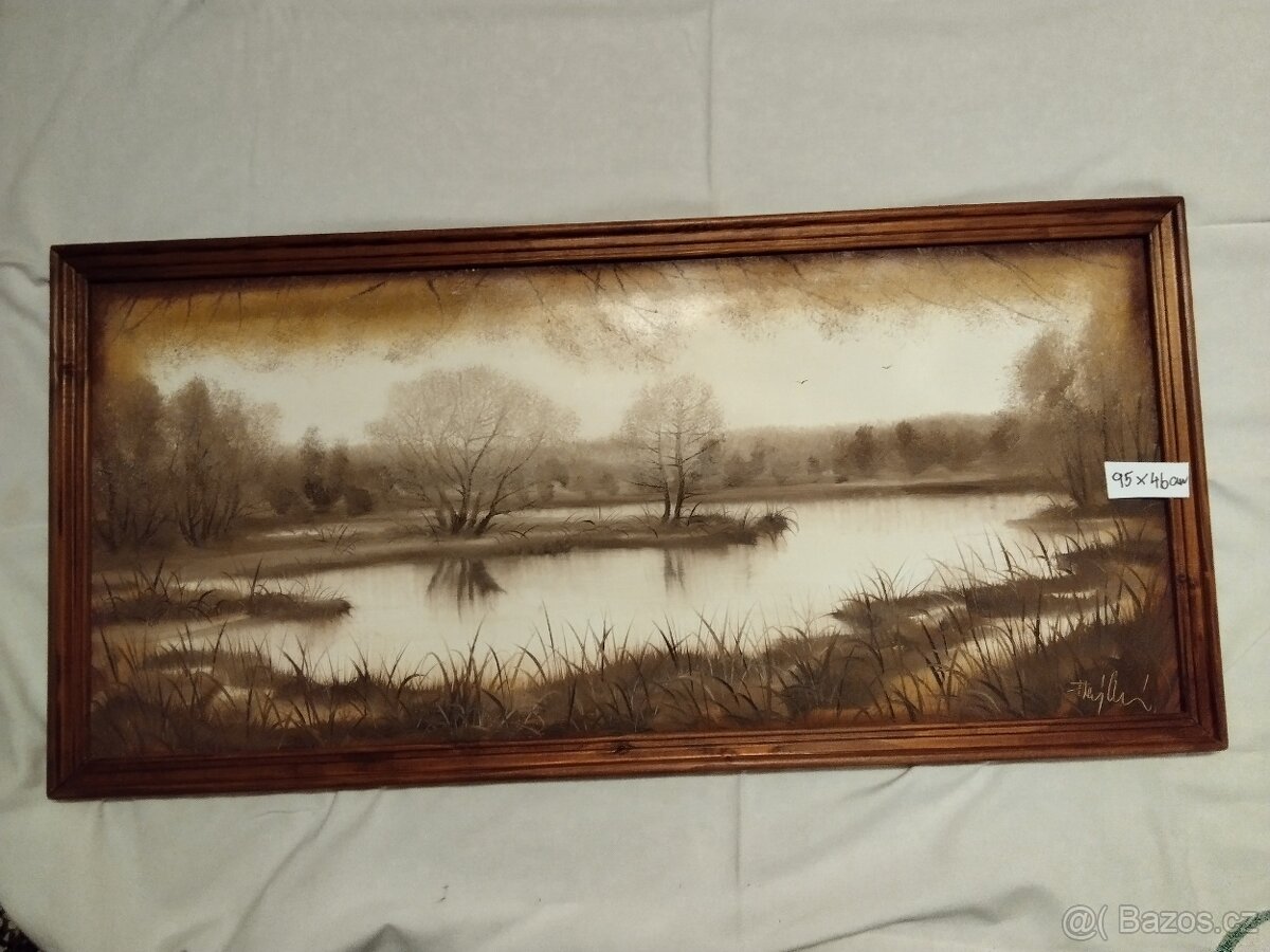 Obraz krajina s rybníkem