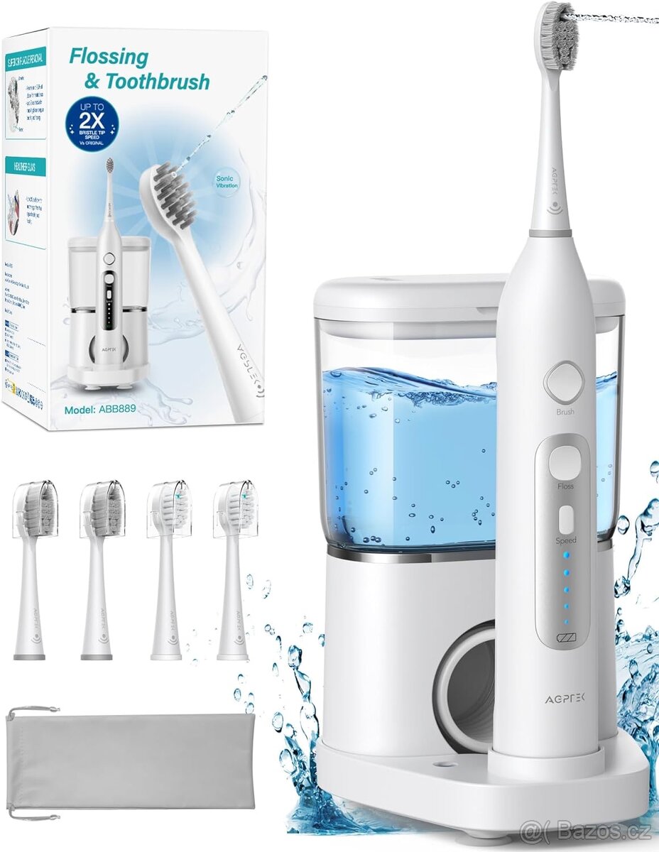 AGPTEK Elektrický zubní kartáček a ústní sprcha, 5 režimů
