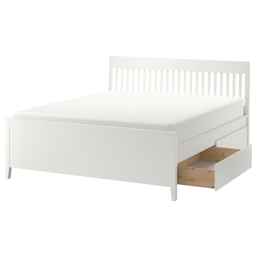 manželská postel IKEA IDANAS bílá s matrací, stolky a roštem