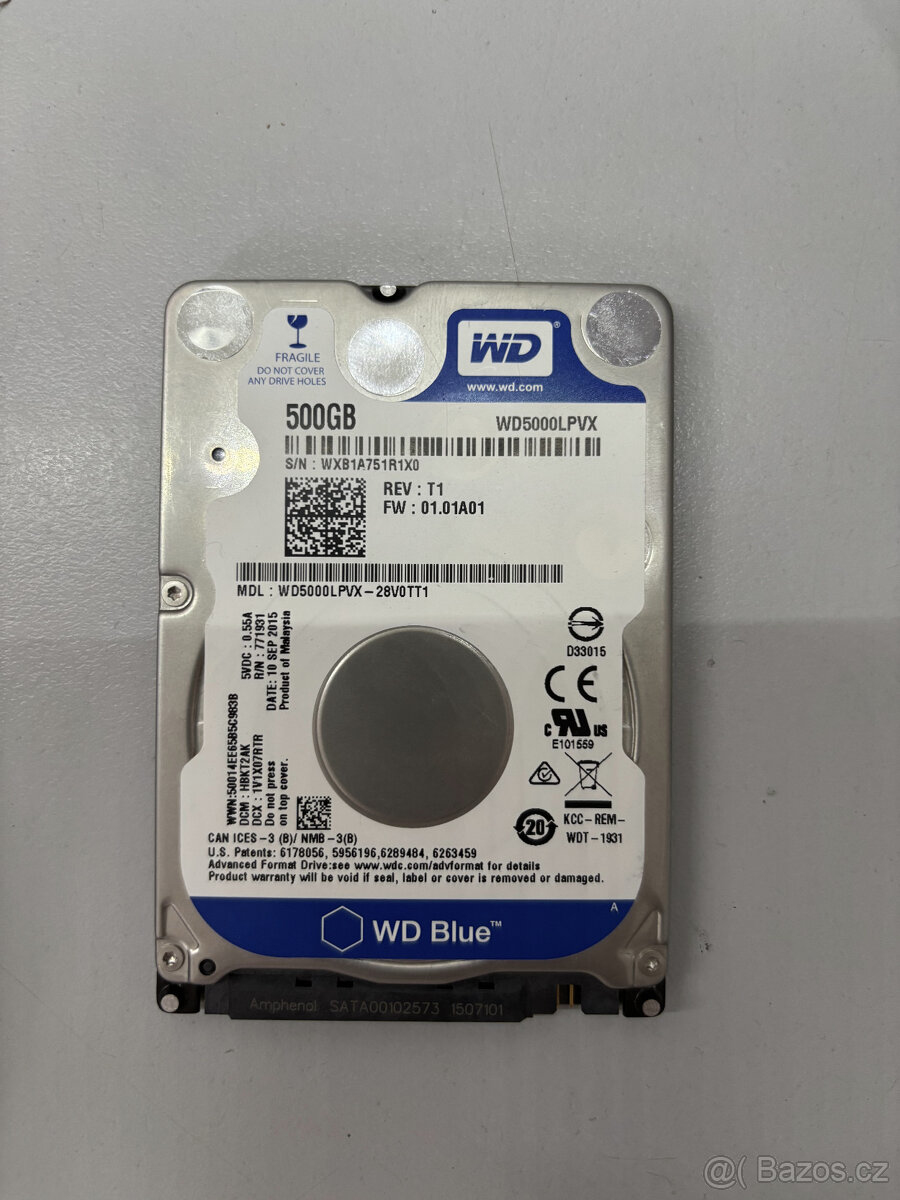 WD BLUE 500GB 5,4k 8MB SATA III 2,5'' WD5000LPVX