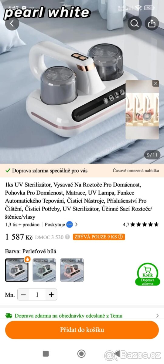 Aku vysavač UV zářením na roztoče nový.