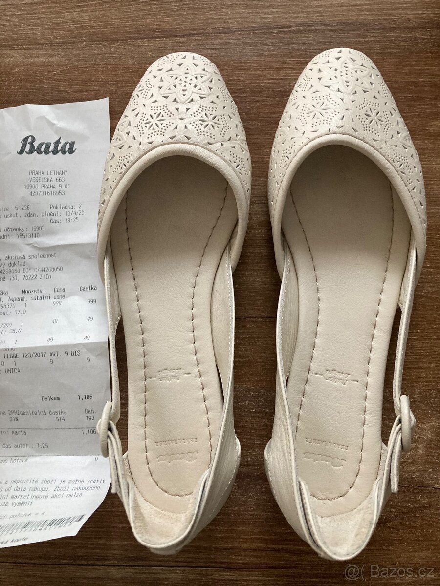 Bile kozene baleriny Bata v.37 NOVE